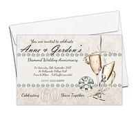 Invite Designs Ltd 10 Personalised 60th Diamond Wedding Anniversary Invitations Invites N18