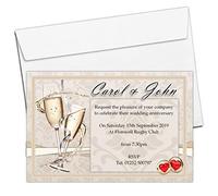 Invite Designs Ltd 10 Personalised Gold Champagne Wedding Anniversary Invitations Invites N15 ANY YEAR 1st 2nd 3rd 5th 10th etc