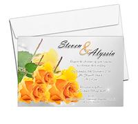 Invite Designs Ltd 10 Personalised Yellow Rose Wedding Invitations Invites N59 Day/Evening