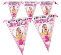 Invite Designs Ltd Personalised Girls Star Sparkle Happy Birthday Party Flag Banner Bunting N78-10 Flags inc ribbon ANY AGE! 1st 3rd 4th 5th 8th 10th 13th 16th 18th