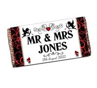 Invite Designs Ltd Personalised Mr & Mrs Wedding Day Love Anniversary Table Favours Milk Chocolate Bar Present Idea N87