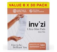 Invizi Maxi Plus Disposable Incontinence Pads - High-Absorbency Protection for Women with Heavy Bladder Leaks & Overnight Use, Ultra-Thin Design for Day & Night Comfort - Ultra Slim - 6 x 30 Pack