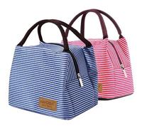 INVODA 2PCS Lunch Bags Reusable Lunch Tote Bags Portable Lunch Cooler Bag Lunch Holder Insulated Lunch Box Bag for Picnic Office Beach (Blue+Red)
