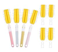 INVODA 4PCS Bottle Brush Long Handle Cup Cleaner Brush Sponge Bottle Scrubber Replaceable Brush Head Portable Bottle Cleaning Brush for Baby Bottle Dishwashing Kitchen Clean Mugs (4PCS+ 4 Brush heads)