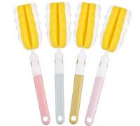 INVODA Bottle Brush Long Handle Cup Cleaner Brush Sponge Bottle Scrubber Detachable Handle Portable Sponge Cleaning Brush for Baby Bottle Dishwashing Kitchen Clean Glasses Mugs (4 PCS)