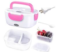 INVODA Lunch Box Food Heating Lunch Hot Box Portable Insulated Bento Box Electric Lunch Container for Office Travel Home 110V (Pink)