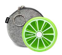 INVODA Pill Cases Pill Box Weekly 3 Times 7 Compartments Large Medicine Pill Organizer (Lemon+Bag)