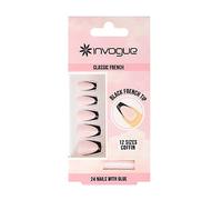 Invogue Black French Tip Coffin Nails (24 Pieces)