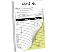 Invoice Book for Small Business, Receipt Books 2 Part Carbonless with Thank You Header, 50 Sets, 2 Part Carbonless Sales Book for Boutique Billing, Customer Records, and Order Tracking