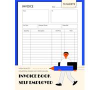 Invoice Book Self Employed, A4 Invoice Record Book with VAT, Ideal for Small Business Owners, Home-based Business, Sole Trader, and Self Employed Hours, 70 forms ( one page full , other blank).