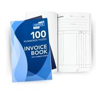 Invoice Book with Carbon Sheets - 100 Numbered Pages - Duplicate Receipt Pad for Small Business & Self-Employed - Easy Tear Pages - Green Cover - Pack of 1/3 / 5/12 / 25 (Pack of 5)