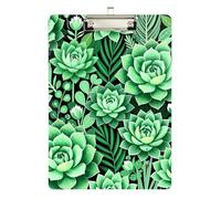 Invoice clipboard Succulent Plant Botanical Green Floral Plastic for Clip Board Teacher Size 9 x 12.5 Tablas para escribir