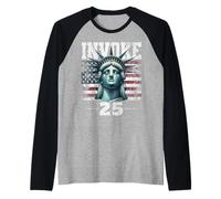 Invoke-25 Political s Distressed 'Statue of Liberty' Raglan Baseball Tee