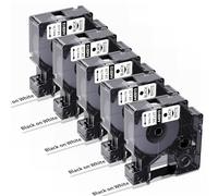 Invoker 5-Pack 40913 Replace for Dymo D1 Label Tape 9mm x 7m Black on White