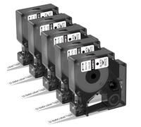 Invoker 5-Pack 43613 Replace for Dymo D1 Label Tape 6mm x 7m Black on White