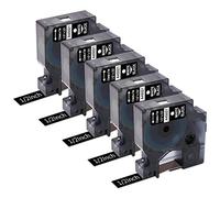 Invoker 5X a45021 Replace for Dymo D1 Label Tape 12mm x 7m for Dymo Label Tape d1 White on Black 45021 45021s S0720610 for DYMO LabelManager 160 210D 260P 280 360D 420P 500TS 640CB LabelPoint/Writer