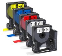 Invoker 5x Replace for Dymo D1 Label Tape 12mm x 7m Colored d1 Labels Black on White/Red/Yellow/Blue/Clear Tape 1/2inch Compatible with DYMO COLORPOP LabelManager 160 210D 280 360D 420P 500TS 450D Duo