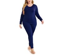 IN'VOLAND Women's Plus Size Thermal Long Johns Sets Fleece Lined 2 Pieces Underwear Top & Bottom Pyjama Set, Champlain Colour, 24 Plus