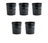 Invopak 5 x 25 Litre Food Grade Plastic Bucket with Lid and Wire Handle, Black, Airtight, Recyclable & BPA Free