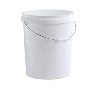 Invopak 5 x 25L White Plastic Round Bucket with Metal Handle and Roller Grip