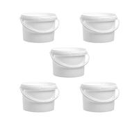Invopak 5 x 3 Litre Food Grade Plastic Buckets with Lid and Handle - White, Airtight, Recyclable & BPA Free