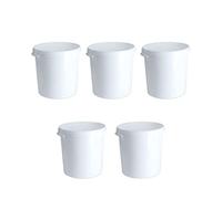 Invopak 5 x 30 Litre Food Grade Plastic Bucket with Lid and Moulded Handle, White, Airtight, Recyclable & BPA Free