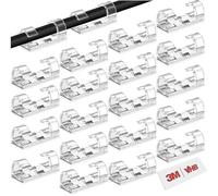 INVOSS 40 pcs Strong Cable Holder Clips, 3M VHB Wire Organizer Cable Management Clip, Transparent Cable Clips, Self Adhesive Cable Tidy Wire Holder for Charging Cable USB Mouse Wire PC Office Home