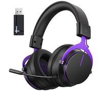 Inwa 5.8 G Wireless Gaming Headset with Game/Chat Balance Mixer, Low Latency 5.8 GHz Technology, 7.1 Surround Sound, Protein Soft Ear Cups, Removable Microphone, with PS5, PS4, PC, Switch (Purple)