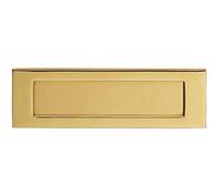 Inward Opening Letterbox Plate- 242mm Fixing Centres- 278 x 95mm- Polished Brass | Front Door Letterbox Plate Cover - Interior/Exterior Mailbox Tidy - Door Post Flap