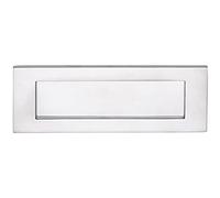 Inward Opening Letterbox Plate- 242mm Fixing Centres- 278 x 95mm- Satin Chrome | Front Door Letterbox Plate Cover - Interior/Exterior Mailbox Tidy - Door Post Flap