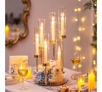 Inweder Candle Holder Gold Floor Candelabra: 1 pcs Metal Candle Sticks Holders Hurricane Taper Candle Holders Tall Candelabra for Table Centrepiece Wedding Event Christmas or Party
