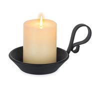 Inweder Cast Iron Candle Holders: Matte Black Candle Stand with Handle & Safety Spike for Pillar Candles Modern Bowl Candleholders for Halloween Christmas Advent Fireplace Living Room Decor