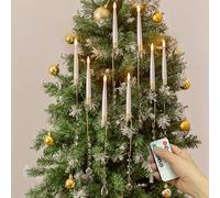Inweder Christmas Tree Candles with Remote: 10Pcs LED Taper Candle Battery Operated with Timer Wireless Flameless Flickering Candle Light Set for Indoor Xmas Party Living Room Fireplace