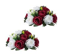 Inweder Flower Centerpieces for Wedding Tables: Wedding Table Decorations Burgundy & White Flower Balls Centerpieces for Engagement Cerebration Party Center Pieces 2 Packs
