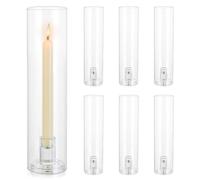 Inweder Glass Hurricane Candle Holder: 6 Pcs Candlestick Holders for Wedding Table Centrepiece Bottomless Cylinder Taper Candle Holder for Christmas Party Event Candlelight Dinner Decor