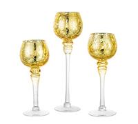 Inweder Glass Tea Light Candle Holders: 3 Pcs Gold Candle Holder