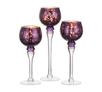 Inweder Glass Tea Light Candle Holders: 3 Pcs Purple Candle Holder