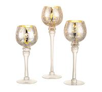 Inweder Glass Tea Light Candle Holders: 3 Pcs Silver Candle Holder