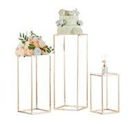 Inweder Gold Flower Stand Centrepieces: 3 Pcs Metal Plant Stand with Acrylic Panel 40/60/80cm Tall Floor Vase for Wedding Table - Geometric Floor Rack for Birthday Party Anniversary Living Room Decor
