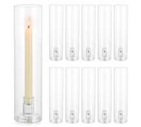 Inweder Hurricane Glass Candlestick Holders: 10 Pcs Clear Hurricane Candle Holder for Outdoor Wedding Table Centrepiece Candle Sticks Set with Glass Sleeves for Christmas Fireplace Party Event Decor