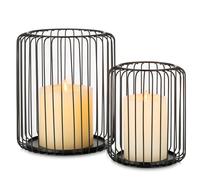 Inweder Metal Candle Holders for Pillar Candles: 2Pcs Wire Candle Holder Black Decorative Candle Holder Lantern Large Pillar Candleholder for Table Centrepiece Wedding or Home Decor