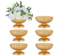 Inweder Metal Flower Vase for Centrepiece: 6 Pcs Vintage Gold Wedding Flower Arrangement Pot Vase for Flowers Small Plant Pot Planter Bowl for Party Event Anniversary Home Decor