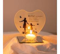 Inweder Mother Gifts for Mum Birthday: Mum Gifts from Daughters for Mom Glass Heart Tealight Candle Holder Decor Mama Gifts for Mother's Day Sentimental Gifts for Mom Christmas