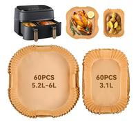 Inwee 120 PCS Air Fryer Liners for Tefal 5.2L & 3.1L Dual Air Fryer, Disposable Paper Liners, Air Fryer Accessories for Tower/Lakeland/Salter and Other Large & Small 2 Drawer Basket Air Fryer