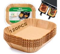 Inwee 120PCS Air Fryer Liners for Ninja Dual, Ninja Air Fryer Disposable Paper Liners, Ninja Dual Air Fryer Accessories Paper Liners for AF300UK AF400UK, Salter, Tower, Other Dual Airfryer