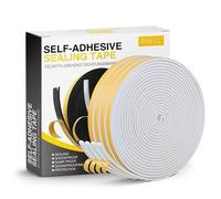 Inwee Adhesive Weather Stripping Foam 6mm x 3mm, Soundproofing Insulation Tape, Window Door Draft Excluder, 4 Rolls Total 20M Long