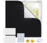 Inwee Portable Blackout Blinds for Bedroom,No Drill,Fits Any Size 200*145cm | Light Heat Block, UV Protect, 420D Oxford PU Silver Coating,DIY Cut,24 Pairs Hook Loop,for Windows Nursery Loft Travel RV