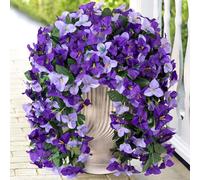INXUGAO 2 pcs Artificial Faux Bougainvillea Flowers Plants for Outdoor Outside Summer Decoration, Fake Silk UV Resistant Long Trailing Vines for Front Door Porch Planter Balcony (Purple Dark Purple)