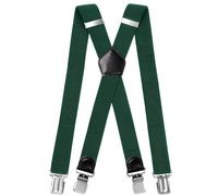 INYEEXUP Men's Braces Extra Strong with 4 Extra Strong Clips, Braces for Men Wide 3.5 cm, Braces Adjustable X Shape with Additional Length for Large or Heavy People, Green, 125 cm