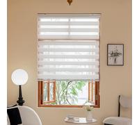 INZEBRIGH Zebra Blinds for Windows, 72" H x 35" W White Roller Light Filtering Control Semi Sheer Window Shades, Dual Layer Fabric Manual Pull Cord Window Shutter, for Home, Bedroom,Office